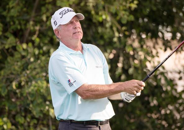 October 9, 2016 - Newport Beach, California, USA - Jay Haas makes a tee shot on the sixteenth hole during the final round of the Toshiba Classic at the Newport Beach Country Club on October 9, 2016 in Newport Beach, California. Toshiba Classic - Final Round - ZUMAg139