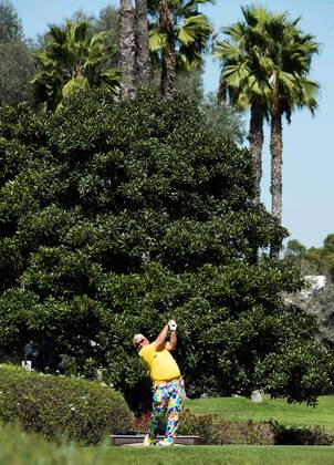 October 9, 2016 - Newport Beach, California, USA - John Daly makes a tee shot on the fourth hole during the final round of the Toshiba Classic at the Newport Beach Country Club on October 9, 2016 in Newport Beach, California. Toshiba Classic - Final Round - ZUMAg139