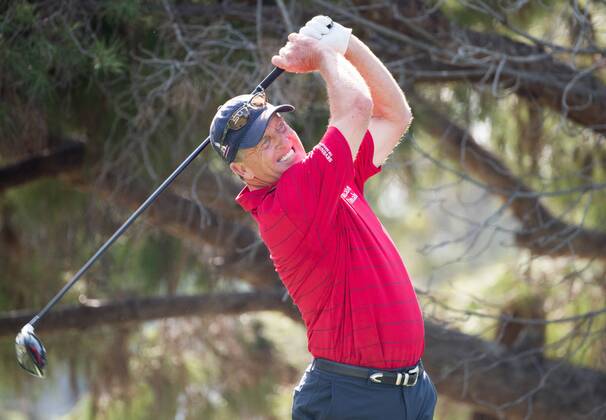 October 9, 2016 - Newport Beach, California, USA - Fred Funk makes a tee shot on the eleventh hole during the final round of the Toshiba Classic at the Newport Beach Country Club on October 9, 2016 in Newport Beach, California. Toshiba Classic - Final Round - ZUMAg139