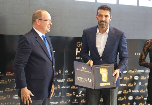 Monaco, October 11, 2016: Golden Foot Hublot Football Awards at the Yacht Club Monaco with HSH Prince Albert of Monaco and Gianluigi Buffon, who wins the Golden Foot 2016 Golden Foot Hublot Awards Monaco