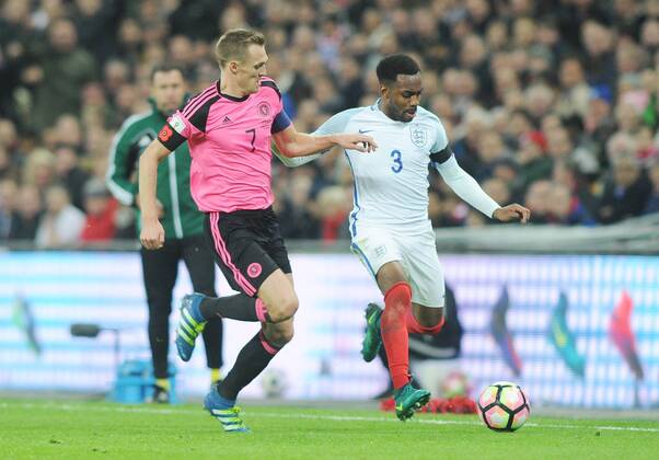 Football - 2016 2017 World Cup Qualifier - Group F: England vs. Scotland Darren Fletcher of Scotland and Danny Rose of England at Wembley. COLORSPORT ANDREW COWIE 