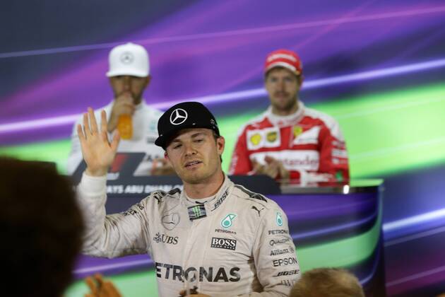 Abu Dhabi Grand Prix, UAE 24 - 27 November 2016 27.11.2016 - Race, press conference PK Pressekonferenz 2nd place Nico Rosberg (GER) Mercedes AMG F1 W07 Hybrid and Champion 2016 