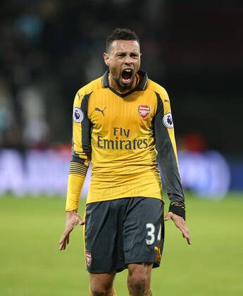 Arsenal s Francis Coquelin celebrates his sides fifth goal during the Premier League match at the London Stadium, London. Picture date December 3rd, 2016 Pic David Klein Sportimage EDITORIAL USE ONLY. No use with unauthorised audio, video, data, fixture lists, club league logos or live services. Online in-match use limited to 120 images, no video emulation. No use in betting, games or single club league player publications.