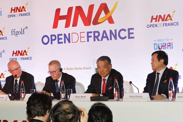 Conference de presse HNA Open de France - Jean Lou Charon - Keith Pelley - Chen Wenli - Yuang Guang NEWS : Conference de presse HNA Open de France - Paris - 09 01 2017 MichaelBaucher Panoramic