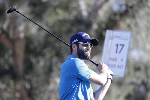 January 21, 2017 Adam Hadwin of Canada hits a drive on the 17th hole during the third round of the CareerBuilder Challenge at La Quinta Country Club in La Quinta, California. CSM GOLF 2017: CareerBuilder Challenge JAN 21 - ZUMAc04_ 20170121_zaf_c04_335