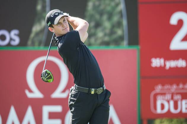 Chris Paisley of England tees off during the PGA Golf Herren European Tour Dubai Desert Classic Tournament Day 3 at the Emirates Golf Club, Dubai, UAE on 4 February 2017. Copyright: xGrantxWinterx 14030093