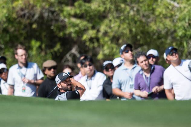 Sergio Garcia of Spain plays from a fairway bunker during the PGA Golf Herren European Tour Dubai Desert Classic Tournament Day 3 at the Emirates Golf Club, Dubai, UAE on 4 February 2017. Copyright: xGrantxWinterx 14030099