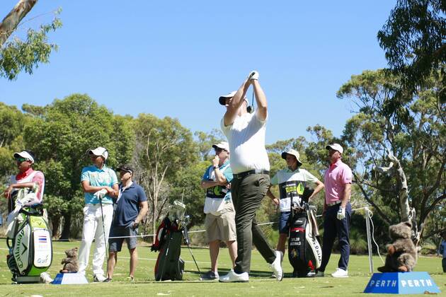 February 18th 2017, Lake Karrinyup Country Club, Perth, Western Australia, Australia; ISPS Handa World Super 6 Perth Golf Tournament Day 3 Mark Foster (ENG) drives off the 2nd tee during his round on day 3 xDavidxWoodleyx  ActionPlus11847419
