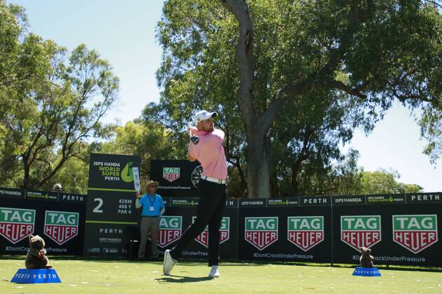 February 18th 2017, Lake Karrinyup Country Club, Perth, Western Australia, Australia; ISPS Handa World Super 6 Perth Golf Tournament Day 3 Jake Higginbottom (AUS) drives off the 2nd tee during his round on day 3 xDavidxWoodleyx  ActionPlus11847431