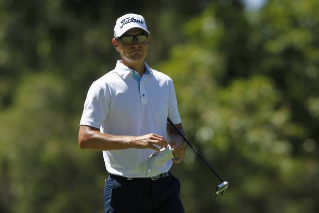 February 18th 2017, Lake Karrinyup Country Club, Perth, Western Australia, Australia; ISPS Handa World Super 6 Perth Golf Tournament Day 3 Jason Scrivener (AUS) reacts to his approach shot on the 4th fairway during his round on day 3 xDavidxWoodleyx  ActionPlus11847457