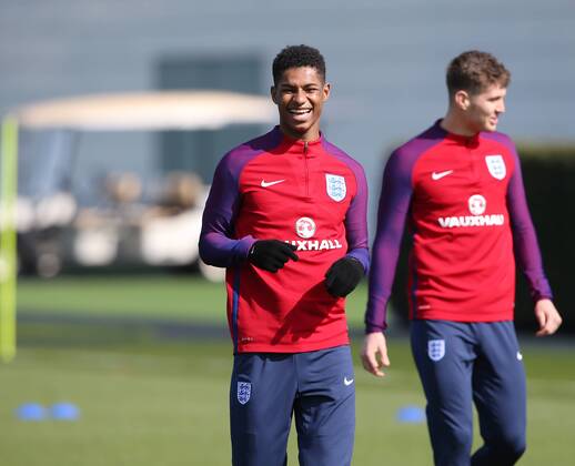 England s Marcus Rashford during training at Tottenham Hotspur Training Centre, London. Picture date: March 25th, 2017. Pic credit should read: David Klein Sportimage EDITORIAL USE ONLY. No use with unauthorised audio, video, data, fixture lists, club league logos or live services. Online in-match use limited to 120 images, no video emulation. No use in betting, games or single club league player publications.