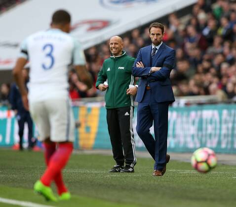 England s Gareth Southgate looks on during the World Cup Qualifying match at Wembley Stadium, London. Picture date: March 26th, 2017. Pic credit should read: David Klein Sportimage EDITORIAL USE ONLY. No use with unauthorised audio, video, data, fixture lists, club league logos or live services. Online in-match use limited to 120 images, no video emulation. No use in betting, games or single club league player publications.