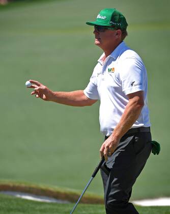 April 9, 2017 - Augusta, GA, USA - Charley Hoffman acknowledges the applause of the gallery after sinking a putt on the second green during the final round of the Masters Tournament on Sunday, April 9, 2017 at Augusta National Golf Club in Augusta, Ga. 2017 Masters Round 4 - ZUMAm67_ 20170409_zaf_m67_042 Copyright: xJeffxSinerx
