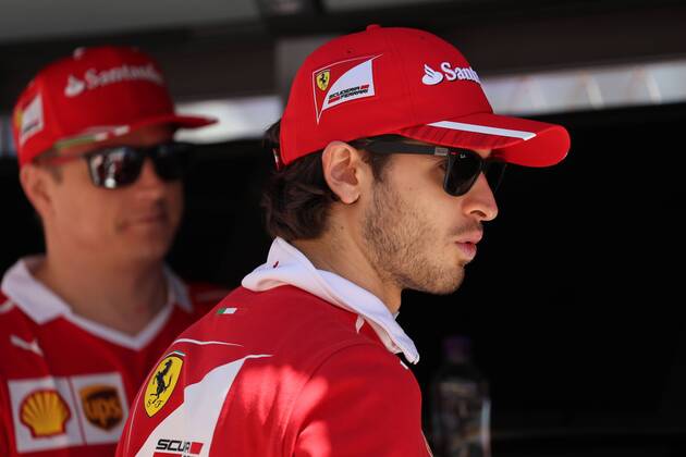 Russian Grand Prix, Sochi 27 - 30 April 2017 27.04.2017 - Kimi Raikkonen (FIN) Scuderia Ferrari SF70H and Antonio Giovinazzi (ITA) Test Driver, Scuderia Ferrari