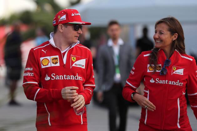 Russian Grand Prix, Sochi 27 - 30 April 2017 27.04.2017 - Kimi Raikkonen (FIN) Scuderia Ferrari SF70H and Stefania Boccoli (ITA) Ferrari PR Officer