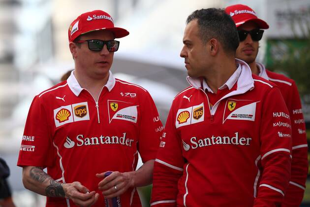 Russian Grand Prix, Sochi 27 - 30 April 2017 28.04.2017 - Kimi Raikkonen (FIN) Scuderia Ferrari SF70H and Diego Ioverno (ITA) Ferrari Operations Director