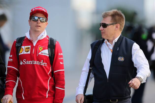 Russian Grand Prix, Sochi 27 - 30 April 2017 29.04.2017 - Kimi Raikkonen (FIN) Scuderia Ferrari SF70H and Mika Salo (FIN), FIA Steward