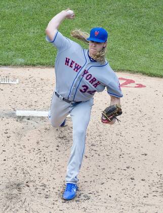 April 30, 2017 - Washington, District of Columbia, United States of America - New York Mets starting pitcher Noah Syndergaard (34) pitches in the second inning against the Washington Nationals at Nationals Park in Washington, D.C. on Sunday, April 30, 2017. The Nationals won the game 23 - 5..Credit: CNP New York Mets vs Washington Nationals - ZUMAs152 78320088st Copyright: xRonxSachsx
