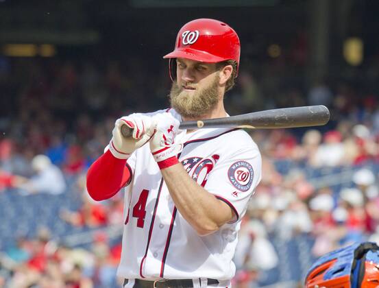 April 30, 2017 - Washington, District of Columbia, United States of America - Washington Nationals right fielder Bryce Harper (34) bats in the sixth inning against the New York Mets at Nationals Park in Washington, D.C. on Sunday, April 30, 2017. The Nationals won the game 23 - 5..Credit: CNP New York Mets vs Washington Nationals - ZUMAs152 78320093st Copyright: xRonxSachsx