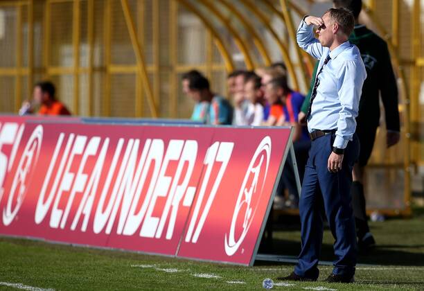PXL_UEFA European U-17 Championship, group D, England vs. Netherlands 10.05.2017., Zapresic, Croatia - UEFA European U-17 Championship 2017, group D, 3rd round, England vs. Netherlands. English head coach Steven Cooper. IgorxKralj PIXSELL