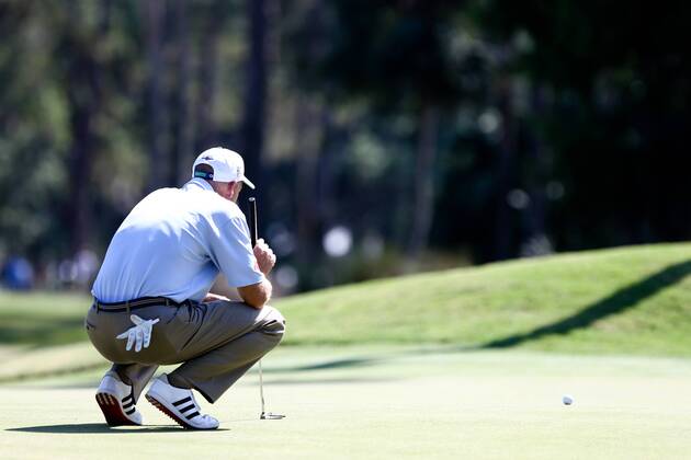 May 12, 2017 - Ponte Vedra Beach, Florida, United States - Jim Furyk lines up a putt on the 10th green during the second round of The PLAYERS Championship at TPC Sawgrass. Golf 2017: The PLAYERS Championship - Round 2 - ZUMAw109 20170512_zap_w109_057 Copyright: xDebbyxWongx