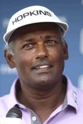May 12, 2017 - Ponte Vedra Beach, Florida, United States - Vijay Singh speaks to the media after the second round of The PLAYERS Championship at TPC Sawgrass. Golf 2017: The PLAYERS Championship - Round 2 - ZUMAw109 20170512_zap_w109_067 Copyright: xDebbyxWongx