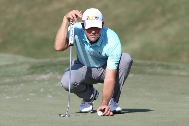 May 12, 2017 - Ponte Vedra Beach, Florida, United States - Lucas Glover lines up a putt on the 9th green during the second round of The PLAYERS Championship at TPC Sawgrass. Golf 2017: The PLAYERS Championship - Round 2 - ZUMAw109 20170512_zap_w109_075 Copyright: xDebbyxWongx