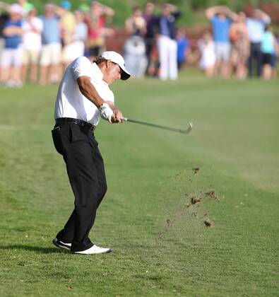 May 12, 2017 - Ponte Vedra Beach, Florida, United States - Phil Mickelson hits out of the rough on the 18th fairway during the second round of The PLAYERS Championship at TPC Sawgrass. Golf 2017: The PLAYERS Championship - Round 2 - ZUMAw109 20170512_zap_w109_096 Copyright: xDebbyxWongx
