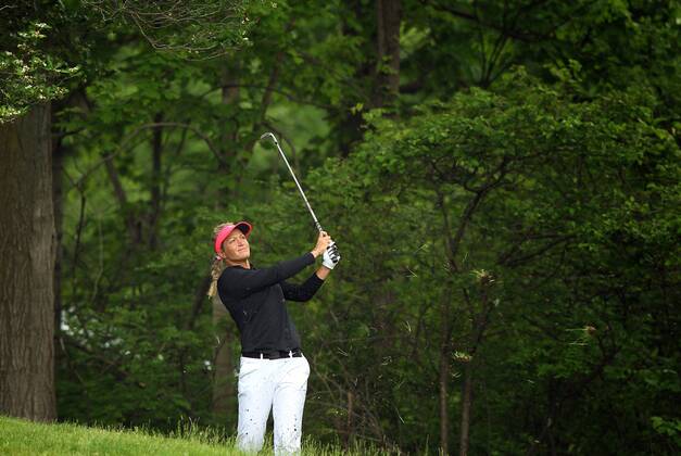 May 28, 2017 - Ann Arbor, Michigan, United States - Suzann Pettersen of Norway hits out of the rough toward the 8th green during the final round of the LPGA Golf Damen Volvik Championship at Travis Pointe Country Club, Ann Arbor, MI, USA Sunday, May 28, 2017. LPGA Volvik Championship  - ZUMAn230 20170528_zaa_n230_266 Copyright: xJorgexLemusx