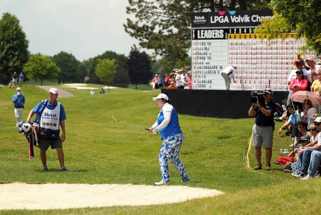 May 28, 2017 - Ann Arbor, Michigan, United States - Shanshan Feng of China hits her shot toward the 18th green during the final round of the LPGA Golf Damen Volvik Championship at Travis Pointe Country Club, Ann Arbor, MI, USA Sunday, May 28, 2017. LPGA Volvik Championship  - ZUMAn230 20170528_zaa_n230_278 Copyright: xJorgexLemusx
