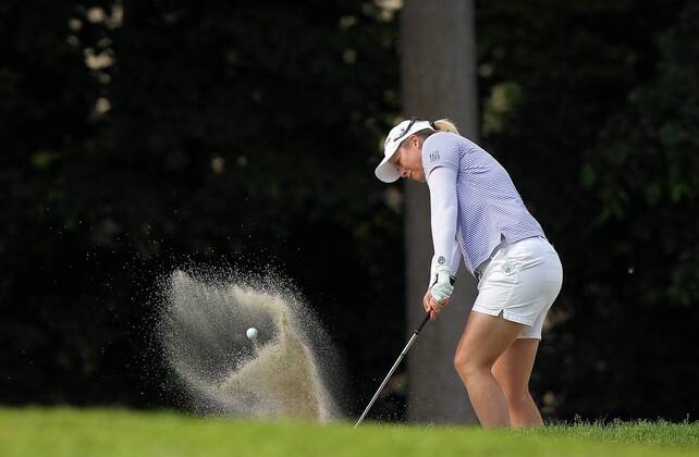 May 28, 2017 - Ann Arbor, Michigan, United States - Brittany Lincicome of the United States hits out of the bunker toward the 6th green during the final round of the LPGA Golf Damen Volvik Championship at Travis Pointe Country Club, Ann Arbor, MI, USA Sunday, May 28, 2017. LPGA Volvik Championship - Final Round  - ZUMAn230 20170528_zaa_n230_307 Copyright: xJorgexLemusx