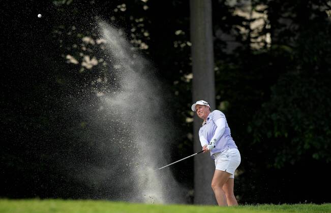 May 28, 2017 - Ann Arbor, Michigan, United States - Brittany Lincicome of the United States hits out of the bunker toward the 6th green during the final round of the LPGA Golf Damen Volvik Championship at Travis Pointe Country Club, Ann Arbor, MI, USA Sunday, May 28, 2017. LPGA Volvik Championship - Final Round  - ZUMAn230 20170528_zaa_n230_308 Copyright: xJorgexLemusx