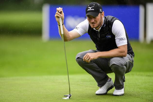 170604 Chris Wood, England under dag fyra av golftävlingen Nordea Masters den 4 juni 2017 i Barsebäck.  Copyright: PETTERxARVIDSON BB170604PA043