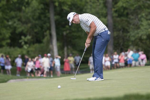 DUBLIN, OH - JUNE 04: PGA Golf Herren golfer Daniel Summerhays attempting a putt on the 9th hole during the Memorial Tournament - Final Round on June 4, 2017 at Muirfield Village Golf Club in Dublin, Ohio (Photo by Khris Hale Icon Sportswire) GOLF: JUN 04 PGA - the Memorial Tournament - Final Round Icon170604064 EDITORIAL USE ONLY