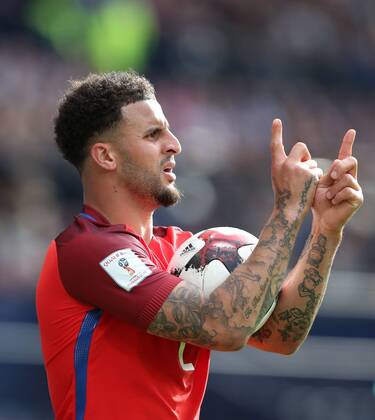 England s Kyle Walker in action during the FIFA World Cup WM Weltmeisterschaft Fussball Qualifying match at Hampden Park Stadium, Glasgow Picture date 10th June 2017. Picture credit should read: David Klein Sportimage EDITORIAL USE ONLY. No use with unauthorised audio, video, data, fixture lists, club league logos or live services. Online in-match use limited to 120 images, no video emulation. No use in betting, games or single club league player publications.