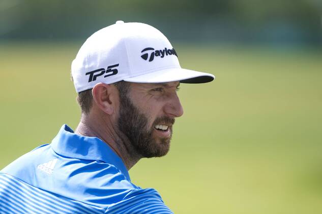 Dustin Johnson practices on the driving range prior to the start of the U.S. Open golf championship at Erin Hill golf course in Erin, Wisconsin on June 14, 2017. The 117th U.S. Open will start tomorrow.  WIS20170614305 KEVINxDIETSCH