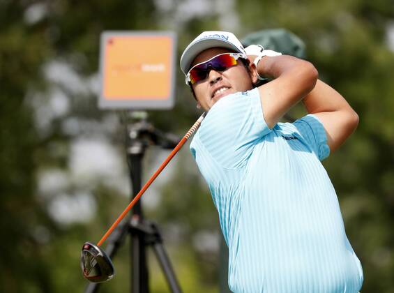 Golf: Matsuyama at U.S. Open 1st round Japan s Hideki Matsuyama hits a tee shot on the 17th hole during the first round of the U.S. Open Championship at Erin Hills in Erin, Wisconsin, on June 15, 2017. After shooting a 2-over 74, Matsuyama sat in a tie for 82nd place. 