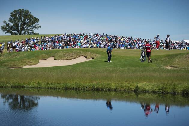 170616 Sveriges Henrik Stenson vid det sista halet för dagen, bana 9, under andra omgangen i golfturneringen US Open den 16 juni 2017 i Hartford.  Copyright: JOELxMARKLUND BB170616JM031