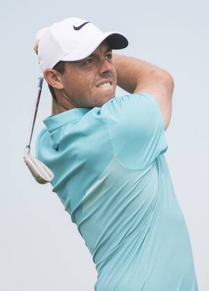Rory McIlroy watches his hit off the 13th tee during round 2 of the 117th U.S. Open golf tournament at Erin Hill golf course in Erin, Wisconsin on June 16, 2017.  WIS20170616302 KEVINxDIETSCH