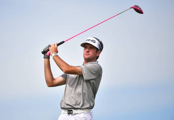 Bubba Watson drives off the 18th tee during round 2 of the 117th U.S. Open golf tournament at Erin Hill golf course in Erin, Wisconsin on June 16, 2017.  WIS20170616315 KEVINxDIETSCH