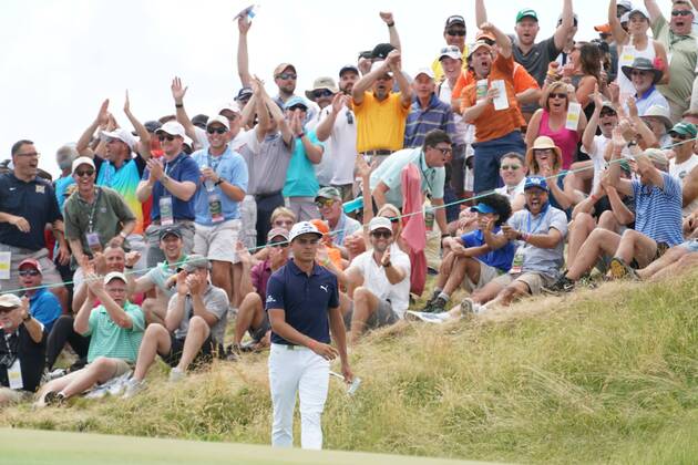Rickie Fowler (USA), JUNE 16, 2017 - Golf : Rickie Fowler of the United States on the 7th hole during the second round of the 117th U.S. Open Championship at Erin Hills golf course in Erin, Wisconsin, United States. NOxTHIRDxPARTYxSALES.  (waha020731)