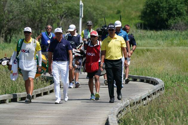 Rickie Fowler (USA), Hideki Matsuyama (JPN), JUNE 16, 2017 - Golf : Hideki Matsuyama of Japan on the 2nd hole during the second round of the 117th U.S. Open Championship at Erin Hills golf course in Erin, Wisconsin, United States. NOxTHIRDxPARTYxSALES.  (waha020746)