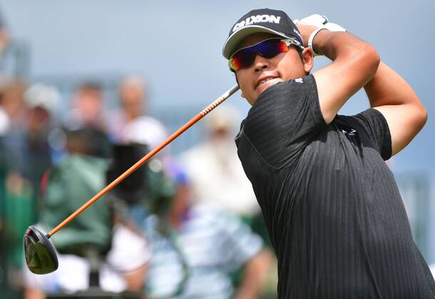 Hideki Matsuyama hits off the 1st tee during round 3 of the 117th U.S. Open golf tournament at Erin Hill golf course on June 17, 2017 in Erin, Wisconsin.  WIS20170617318 KEVINxDIETSCH