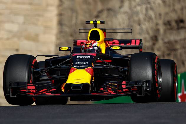 Day 2: F1 qualification in Baku Max Veretappen of Holland driving the (33) Sahara Force India F1 Team on track during final practice for the Azerbaijan Formula One Grand Prix at Baku City Circuit.  AzizxKarimov PacificxPress