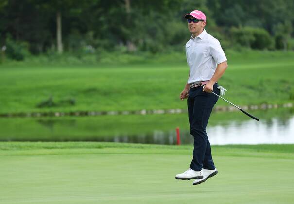 Bryden Macpherson of Australia reacts in the final round of the 2017 Fragrant Hills International Beijing Open golf tournament in Beijing, China, 25 June 2017. Australian golfer Bryden Macpherson ranked the top on the China Tour Order of Merit this week when the second event of the newly formed circuit s 2017 season gets underway in Beijing. The Tour recently cut ties with the PGA Golf Herren TOUR and is now run by the China Golf Association with ties to both the European and Asian Tours. The Fragrant Hills International Beijing Open, which is the second stop on the China Tour, is set to welcome 141 players from 17 countries when it tees off from June 22-25. Bryden Macpherson titles Fragrant Hills International Beijing Open  20170625_62690