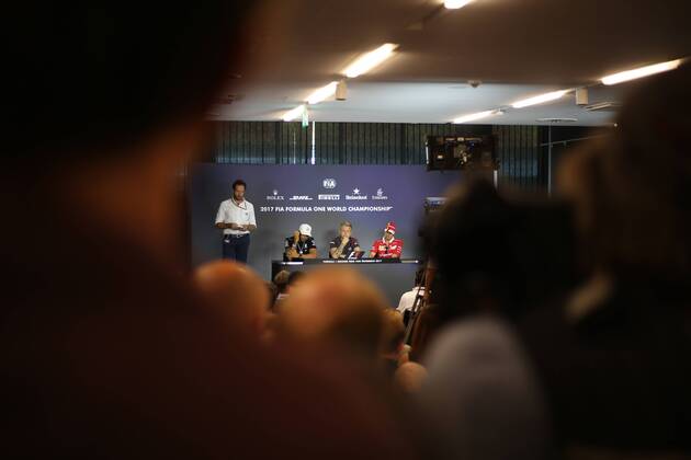 Austrian Grand Prix, Red Bull Ring 06 - 09 July 2017 06.07.2017- Thursday press conference PK Pressekonferenz Lewis Hamilton (GBR) Mercedes AMG F1 W08 , Kevin Magnussen (DEN) Haas F1 Team VF-17 and Sebastian Vettel (GER) Scuderia Ferrari SF70H