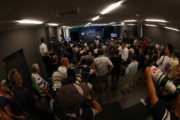 Austrian Grand Prix, Red Bull Ring 06 - 09 July 2017 06.07.2017- Thursday press conference PK Pressekonferenz Lewis Hamilton (GBR) Mercedes AMG F1 W08 , Kevin Magnussen (DEN) Haas F1 Team VF-17 and Sebastian Vettel (GER) Scuderia Ferrari SF70H