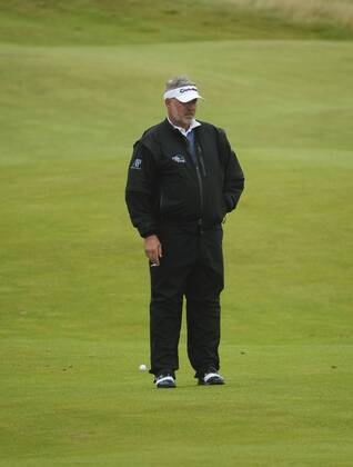 July 7th 2017, Portstewart Golf Club, Portstewart, Northern Ireland; Dubai Duty Free Irish Open Golf Championship, Day 2; Darren Clarke (NIR) has a smoke on the 11th during the second round of the Dubai Duty Free Irish Open xNigelxCookex  ActionPlus11898548