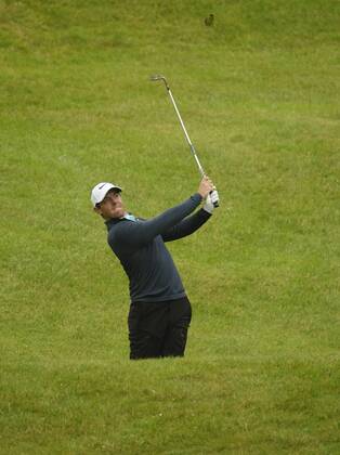 July 7th 2017, Portstewart Golf Club, Portstewart, Northern Ireland; Dubai Duty Free Irish Open Golf Championship, Day 2; Rory McIlroy (NIR) hits his second shot to the 8th green during the second round of the Dubai Duty Free Irish Open xNigelxCookex  ActionPlus11898565