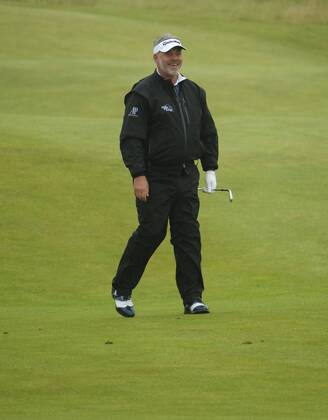 July 7th 2017, Portstewart Golf Club, Portstewart, Northern Ireland; Dubai Duty Free Irish Open Golf Championship, Day 2; Darren Clarke (NIR looks happy with his second on the 11th during the second round of the Dubai Duty Free Irish Open xNigelxCookex  ActionPlus11898549